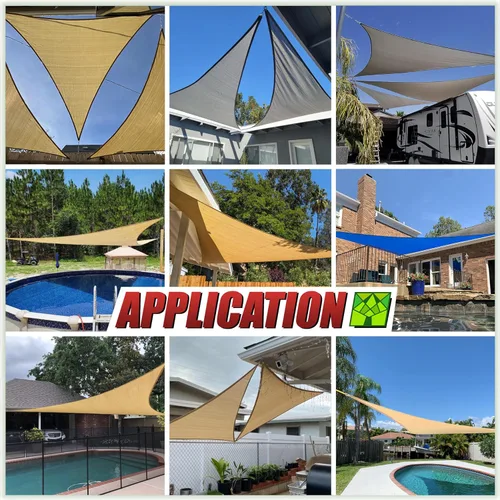 Vista 4 de ColourTree TART24 - Toldo de tamaño personalizado, parasol triangular de malla que bloquea los rayos UV, tipo vela, verde, 4' x 4' x 4', UPF50, uso