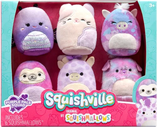 Vista 11 de Squishville de Original Squishmallows Escuadrón Negro y Blanco de Peluche - Seis Peluches Squishmallows de 5 cm Incluyendo Tajo, Kayce, Bambalina