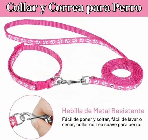 Vista 5 de BOUMUSOE Juego de 2 collares y correas para perro, collar para cachorro y correa con hebilla de liberación rápida, collar ajustable con estampado