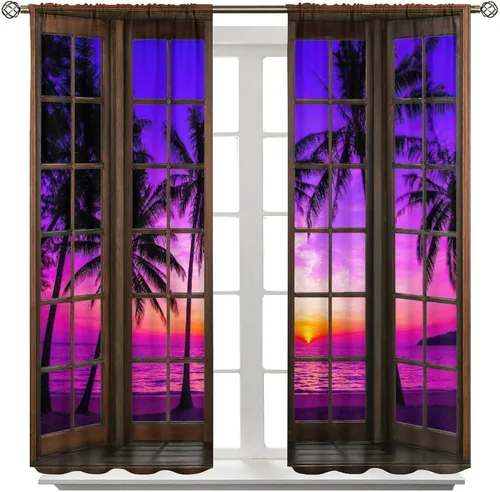 Vista 152 de Cortinas de paisaje, ventana 3D, primavera, bosque, vida silvestre, paisajes de naturaleza, dormitorio, sala de estar, cortinas térmicas opacas de 2