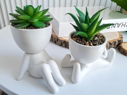 Vista 4 de Pequeña planta falsa decoración de oficina para mujer, decoración de escritorio, bonita decoración de oficina, decoración de plantas de oficina