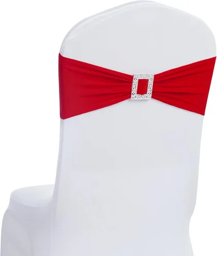 Vista 10 de Joccun 30 PCS Bandas de Spandex para Sillas con Lazos, Banda Elástica de Cubierta de Silla con Hebilla Deslizante, Lazos Elásticos Universales