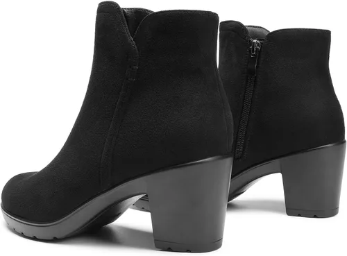 Vista 4 de DREAM PAIRS Botines de tacón bajo y grueso para mujer, con puntera de almendra, para otoño, botas cortas