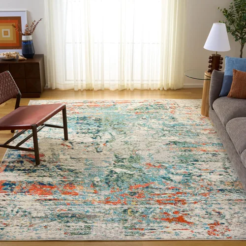 Vista 17 de SAFAVIEH Madison Collection - Alfombra decorativa de 2 pies 2 pulgadas x 4 pies, color crema y naranja, diseño abstracto moderno, no desprende