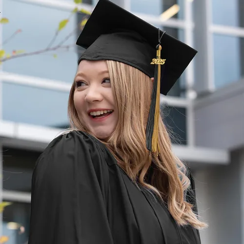 Vista 5 de Endea Graduation Borla de doble color con gota de fecha plateada (negro/oro antiguo, 2025)