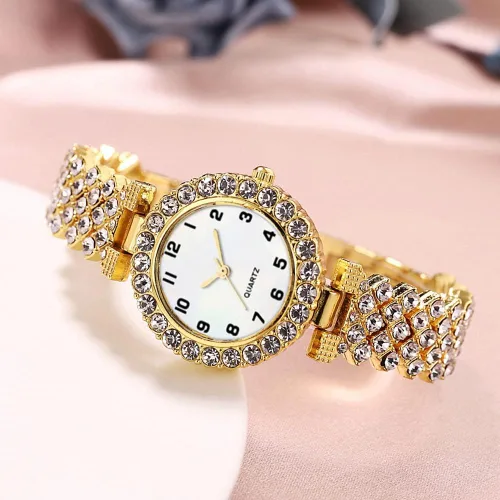 Vista 3 de ADSBIAOYE Relojes de pulsera de lujo para mujer, reloj de pulsera de diamante, reloj de cuarzo casual de moda para mujer