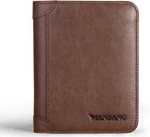 Vista 16 de Cartera de auténtica piel vacuna italiana con capacidad extra, doble pliegue, para hombre.