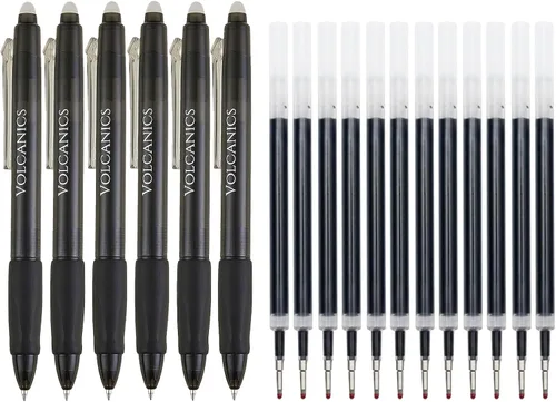 Vista 11 de Volcanics Retractable Erasable Gel Pens, Soft Black, 0.7mm, 12 Pack Negro
