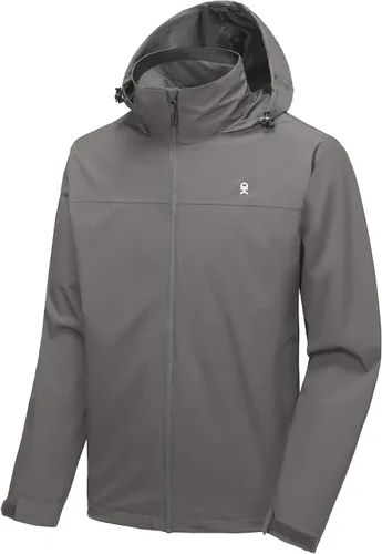 Vista 15 de Little Donkey Andy Chaqueta impermeable para hombre, ligera, cortavientos con capucha, impermeable, plegable, para senderismo al aire libre A1 Negro
