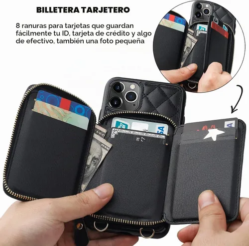 Vista 4 de Bocasal - Funda tipo cartera cruzada para iPhone 11 Pro Max, color negro