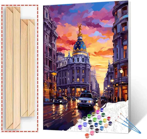 Vista 34 de Tucocoo Bumbers - Pintura de paisaje de puerta para adultos, paisaje de lago, pintura por números, pintura acrílica, lienzo junto al lago, plantas