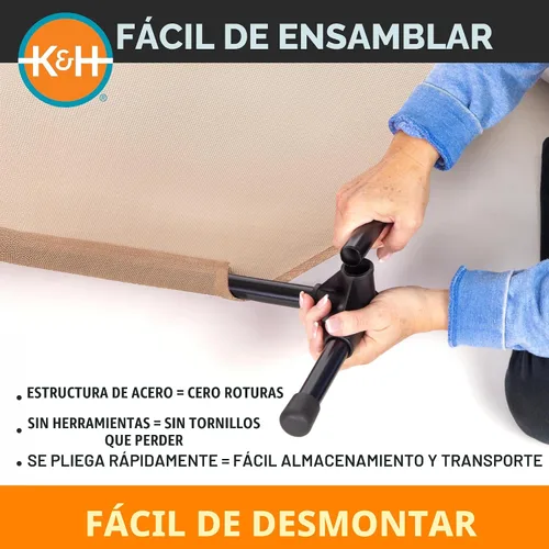 Vista 5 de K&H - Cama elevada para perros para exteriores, cama elevada y refrescante Malla de color marrón.