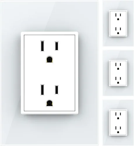 Vista 10 de LIVOLO Enchufes eléctricos verticales estándar de Estados Unidos con panel de vidrio templado (15A), CA 110 ~ 220 V, no salida GFCI
