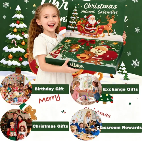 Vista 3 de Kit de slime de Navidad, recuerdos de fiesta de slime para niños, calcomanías y dijes de Navidad, rellenos de calcetines de Navidad para niños