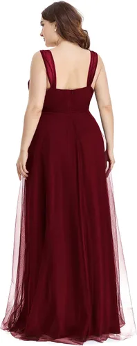 Vista 2 de Ever-Pretty Plus Womens V-Neck Wrap Empire Waist Sash Tulle A-line Plus Size Bridesmaid Dresses 07303-DA