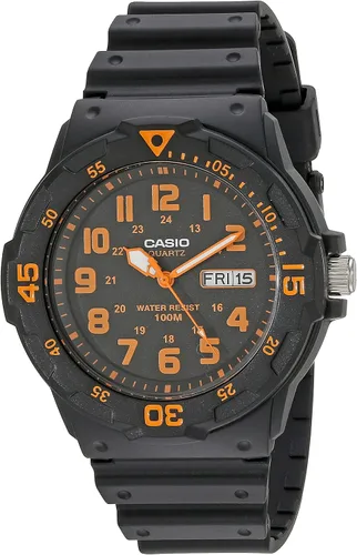 Vista 4 de Casio MRW200H Series Unisex Analog Watch 100M WR Stainless Steel Case Resin Band 2 Hand Analog (HR, Min, SEC) Date Display Screw Down