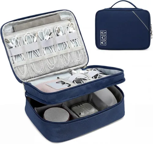 Vista 9 de Lanola Organizador Electrónico, Bolsa Organizadora de Cables de Viaje Funda para Accesorios Electrónicos Estuche de Transporte Bolsa de 2-negro