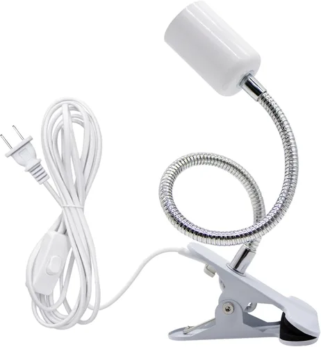 Vista 11 de Lámpara de Escritorio con Clip Portalámparas Paquete de 2 Soporte de Lámpara Flexible de Cuello de Cisne con Clip e Interruptor con Enchufes Luz