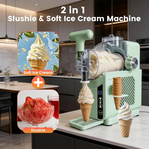 Vista 3 de Slushie Machine, iceBlue 2-in-1 Ice Cream Maker with 5 Presets - Green