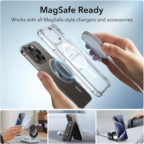 Vista 5 de ESR Funda para iPhone 15 Pro Max, compatible con MagSafe, protección de grado militar, esquinas de protección de aire a prueba de golpes, parte