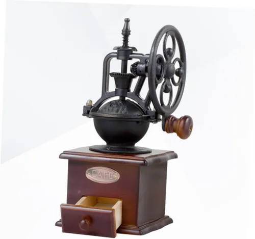 Vista 7 de Molinillo de café de manivela vintage, molino de madera clásico, molinillo de frijoles manual para café casero con práctico mango de ahorro
