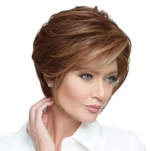 Vista 26 de Raquel Welch Go To Style - Peluca de pelo corto versátil y favorecedora de Hairuwear, gorra media, castaño iluminado por el sol RL10/12