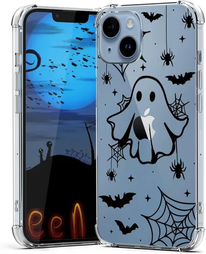 Vista 21 de Funda de Halloween para Google Pixel 6A transparente con diseños de murciélagos fantasmas, funda para teléfono para niñas, elegante, delgada, a