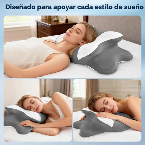 Vista 7 de Almohada de apnea del sueño con alivio del dolor de cuello y ronquidos, almohada cervical ortopédica, almohada ergonómica de espuma viscoelástica
