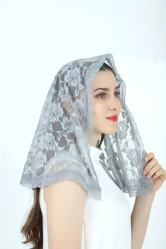 Vista 24 de Velo de mantilla de encaje suave y cómodo, 7 colores, estilo español, velo de encaje, cubierta de cabeza, forma de D
