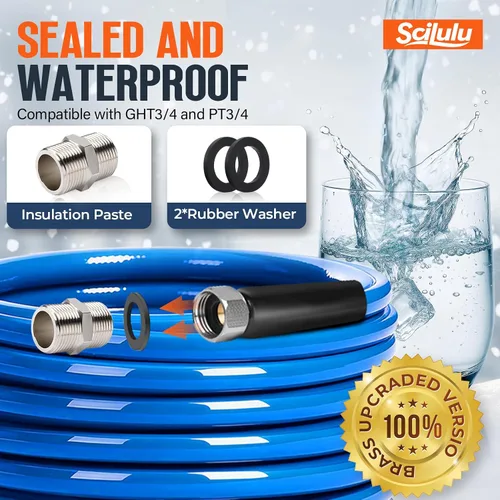 Vista 7 de Manguera de agua caliente de 15 pies para RV, protección contra congelamiento hasta -45°F, sin plomo y sin BPA, agua potable segura para campistas