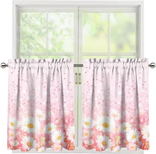 Vista 36 de God Bssing You Tier Curtains for July 4Th 2026 27.5x24 2 Panels Light Filtering Half Window Rod Pocket for Kitchen/Bathroom
