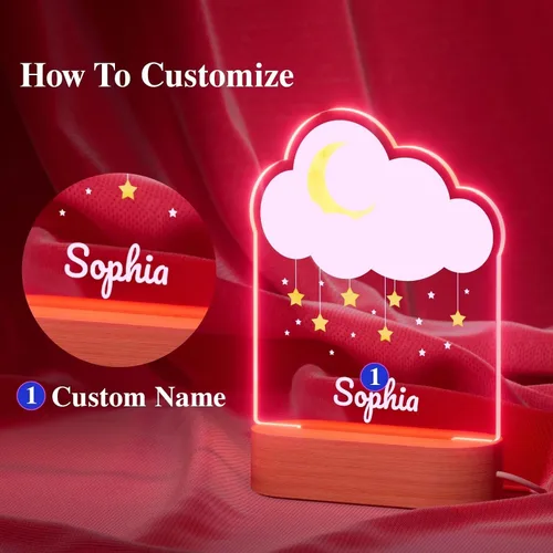 Vista 4 de Bemaystar Regalos personalizados para niños – Lámpara 3D acrílica de estrella, luz nocturna personalizada, nombre personalizado, regalo