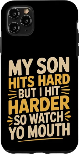 Vista 13 de My Son Hits Hard But I Hit Harder So Watch Yo Mouth - Case for iPhone XR