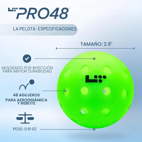 Vista 3 de LT Pro 48 Pickleball - Pelota oficial de PPA Tour con 48 agujeros y construcción duradera de 2 piezas