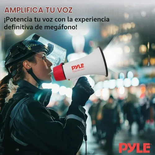 Vista 6 de Pyle 30W Megaphone Bullhorn with Built-in Siren, LED Lights, Adjustable Volume Control, 800-Yard Range, Lightweight & Portable - Ideal for Football