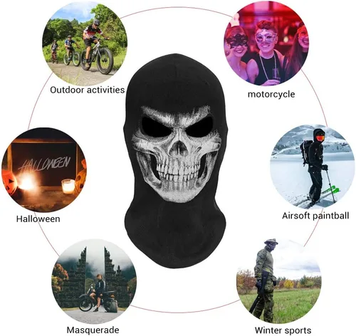 Vista 7 de Gazaar 3D Skeleton Mask Skull Mask for Halloween, Full Face Balaclava