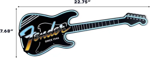 Vista 6 de Cartel de metal de guitarra Fender desde 1946 - Gran cartel de pared de guitarra Fender para sala de música o guarida del hombre