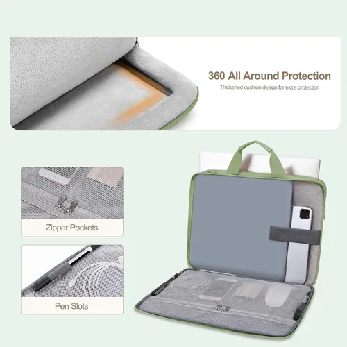 Vista 4 de MOSISO 360 Protective Laptop Shoulder Bag, Double Layer Fluffy Padded Laptop Bag with Anti-theft Zipper