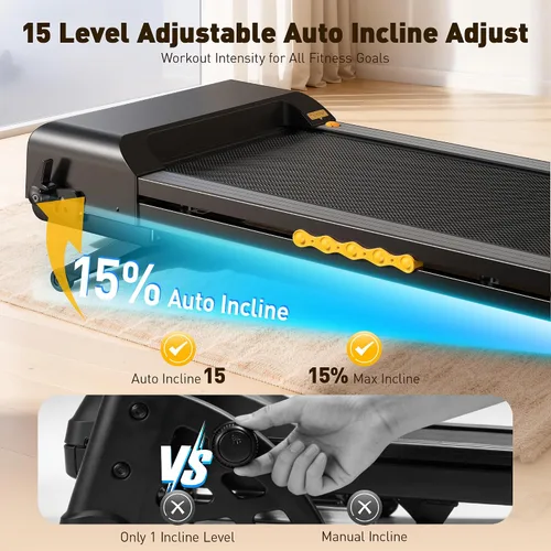 Vista 2 de JAGJOG Treadmill for Home with 15% Auto Incline, 3.5HP Quiet Foldable Treadmill, 12 HIIT Programs, 14.96" Wide LED Touchscreen, Smart App & Heart