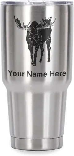 Vista 22 de LaserGram Vaso aislado al vacío de 20 onzas, alce, grabado personalizado incluido (negro)