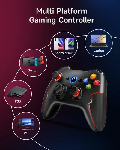 Vista 3 de EasySMX Wireless PC Game Controller with High Accuracy Hall Triggers, Long Life Buttons, Comfort Design - Bluetooth Controller Joystick Compatible