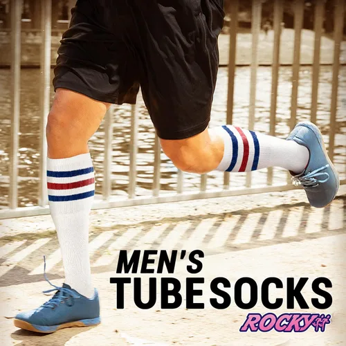 Vista 2 de Mens Solid Tube Socks Over the Calf High 24 6-Pair Size 9-10-13-15