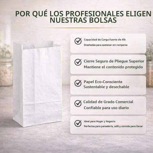 Vista 4 de Perfect Stix Bolsas de Papel Kraft Blanco de 4lb - 5" de Ancho x 9 3/4" de Alto con Fuelle de 3 1/8". Paquete de 100ct (Bolsa Kraft Blanca 4-100)