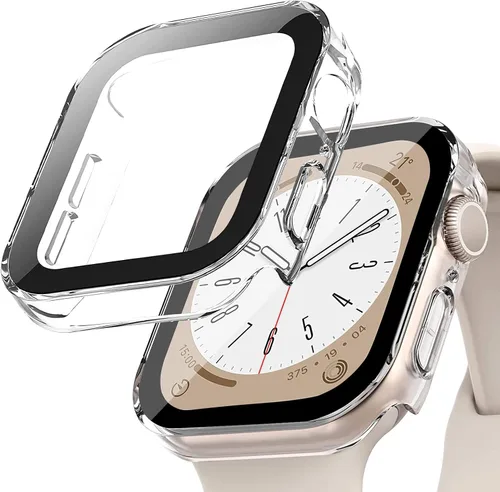 Vista 33 de Protección de Pantalla EIHAIHIS para Apple Watch Funda Serie 11 10 9 SE 8 7 6 5 4 40mm 44mm 41mm 45mm 42mm 46mm Vidrio Templado Impermeable PC
