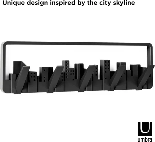 Vista 11 de Umbra Skyline Multi Hook - Arte de pared moderno con ganchos de 5 libras para abrigos, bufandas y bolsos, color gris