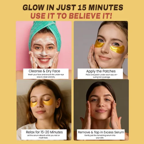 Vista 7 de Parches para debajo de los ojos con cafeína, colágeno y niacinamida (30 pares) – Mascarilla hidratante para ojos hinchados, ojeras, arrugas y líneas