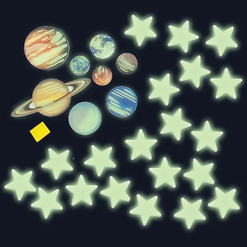 Vista 3 de 4M, Sistema solar en 3D, brillante, planetas y estrellas nova, Glow-in-the-Dark verde