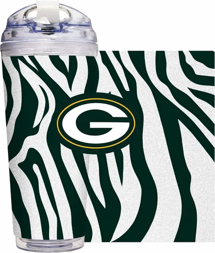 Vista 14 de Rico Industries NFL Football Glitter 24 onzas Vaso de purpurina acrílico con tapa con bisagra, Vaso de doble pared oficialmente licenciado con pajita