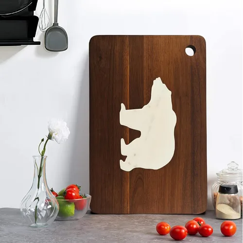 Vista 8 de Tablas de cortar de madera de acacia con mármol grandes tablas de queso para charcutería tablas para servir frutas de carne de 16.5 x 11 pulgadas