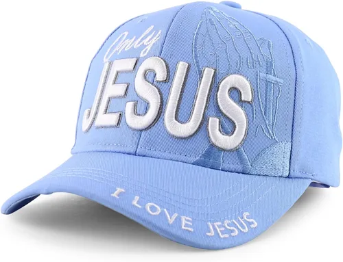 Vista 5 de Trendy Apparel Shop Gorra de bola cristiana bordada a mano Only Jesus Praying Azul marino